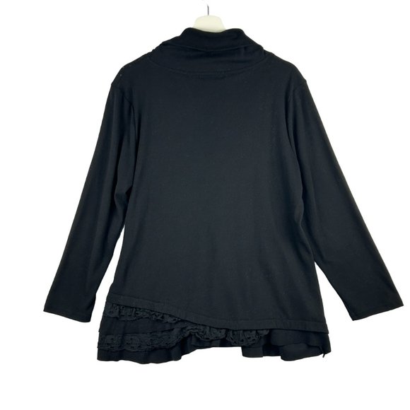 Lavena Tunic Top Women‎ Large Black Asymetric Shirt Blouse Buckle Eyelet Trim - Picture 6 of 16